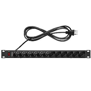 Protetor eletrônico 19pol Rack régua C/ 12 Tomadas S/ Disjuntor Preta EPR 212 - 4824301 - Intelbras