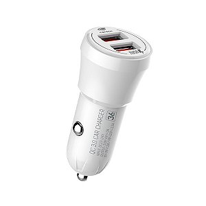 Carregador Veicular com 2 portas USB Quick Charge 3.0 3,0A UCV-Q230WH C3Tech