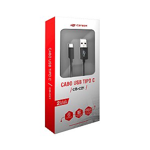 Cabo USB-USB C 2M 2A CB-C21BK Preto C3Tech