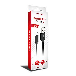 Cabo USB-USB C 1M 3A CB-C10BK Preto C3Tech