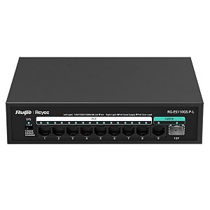 Switch Ruijie Reyee RG-ES110GS-P-L 8 Portas PoE+ + 1 GE + 1 SFP SOHO
