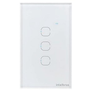 Interruptor Touch Smart Wi-Fi Intelbras MIS 1003 3 4850057 Teclas Branco App Mibo Smart