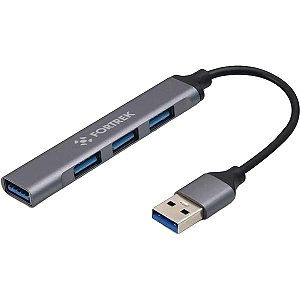 Hub USB-A 4 em 1 Fortrek DA41 em Alumínio - 1x USB-A 3.0 + 3x USB-A 2.0