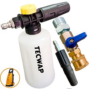 Kit Snow Foam + Registro + Bico Curto com Engate Rápido Para Wap Premium 2600