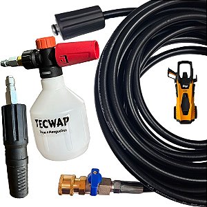 Bico Registro com 15 Metros de Mangueira Snow foam + Engate Rápido Wap Líder 2200