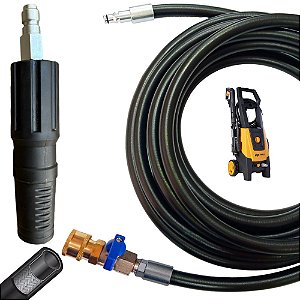 10 Metros Mangueira Trama de Aço com Registro + Engate Rápido + Bico curto para Wap Combate Turbo 2600