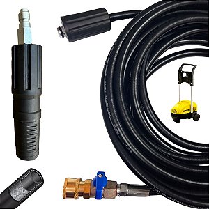 10 Metros de Mangueira Trama de Aço + Registro c/ Engate Rápido + Bico Curto para Lavadoras de Alta Pressão Karcher K330