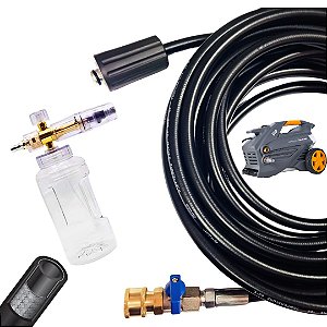 10 Metros Mangueira de Trama de Aço + Kit Snow Foam + Registro Para Wap 5100