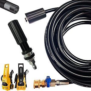 10 MTS MANGUEIRA TRAMA DE AÇO COM REGISTRO E BICO VARIADOR + 10 METROS MOLA DE PROTEÇÃO P/ WAP FORTE 2550