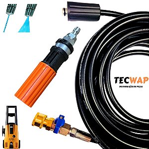 16 Metros Mangueira Trama de nylon Com Registro e Bico Variador P/ Lavadoras Wap Ousada / Atacama