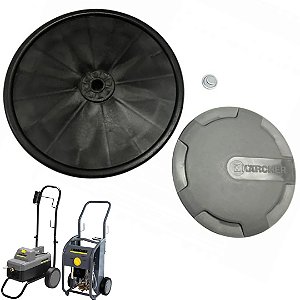 Kit Roda + Calota + Trava Para Lavadoras Karcher HD585, HD6/15 C, HD7/16, HD7/18