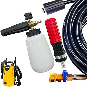 5 METROS MANGUEIRA COM REGISTRO ENGATE RÁPIDO E BICO VARIADOR + SNOW FOAM PARA LAVADORAS VONDER