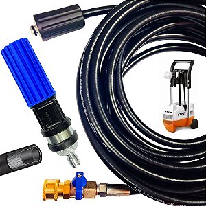 10 METROS Mangueira Trama de Aço Com Registro E Bico Variador Para Lavadoras STIHL RE 800KM