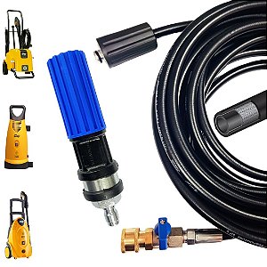 10 Metros Mangueira Trama de Aço Com Registro + Bico Variador Engate Rápido Para Lavadoras Wap Bravo, Premium, 4100