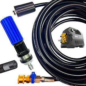 Mangueira 15 Metros em Trama De Aço Com Registro E Bico Variador Para Lavadora WL4000