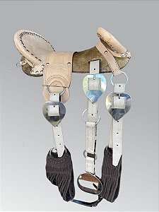 Arreio Lumbio Para Doma Couro Legítimo Assento Seco - Natural