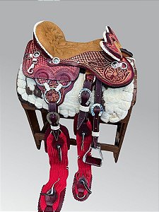 Arreio 3 Argolas Luxo Real Trançado Couro Cru - Havana