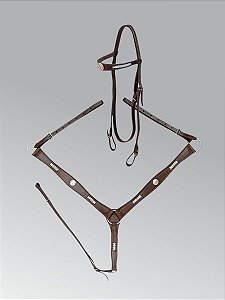 Cabeçada e Peitoral Largo Ref. 1001 Couro Legítimo