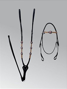 Cabeçada e Peitoral Mangalarga Top Ref. 1005 Couro Legítimo