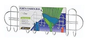 Porta Vassouras Rodos Toalhas Em Aço Cromado Parede 8 Gancho