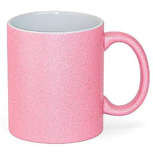 CANECA DE PORCELANA PERSONALIZADA ROSA GLITTER