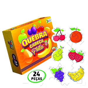 Kit com 6 quebra-cabeças frutas