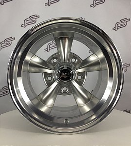 Roda Vintage I  Prata Borda Diamantada Aro 15 / Tala 10 / Furação 5x114,3