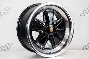 Roda 911 Fuchs Preta Diamantada Aro 16 Tala 7 / 5 Furos (5x112) Kombi - 1118