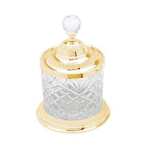 Pote Multiuso Zamac Cristal Dourado 12,5 x 8,5cm