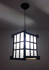 Luminária de teto rustico lustre japonês treliça