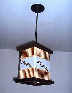 Luminária de teto lustre rústico bambu