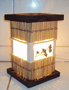 Abajur de mesa luminária rustico telinha de bambu