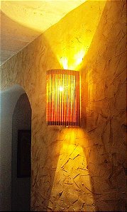 Luminária de parede arandela rustica telinha de bambu oval artesanal decoração sala quarto hotel pousada