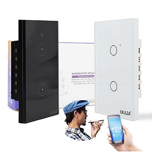 Interruptor Inteligente Wi Fi 2 Botão Smart Touch Alexa