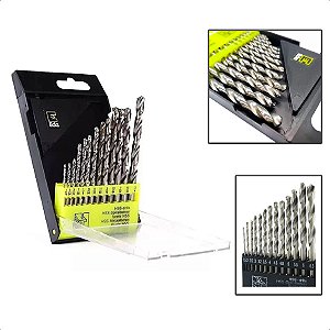Jogo de Broca Para Metais Kit C/13Pçs Aço Carbono 1/16-1/4