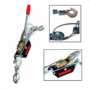 Guincho Manual Mini Tirfor Com Catraca Max 2T Cargas Carros