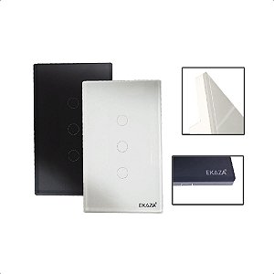 Interruptor Touch 2.5D Inteligente 3Botões WiFi Alexa