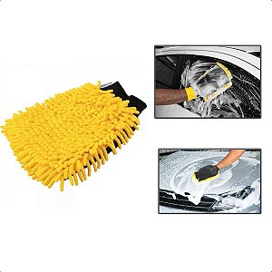 Luva de Microfibra Com Tela Para Lavagem Insetos Automotivo