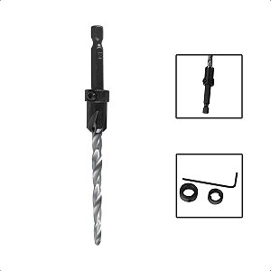 Jogo 8 Brocas Aço Rápido Madeira Com Escareador 7/64" a 1/4"