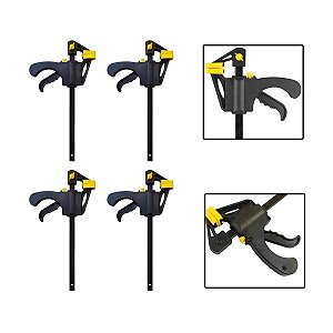 Kit 4 Grampos Sargento Aperto Rápido Madeira 200x375x60mm