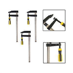 Kit 3 Grampos P/ Carpinteiro Tipo F Sargento 200x50mm 8 Pol
