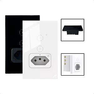 Interruptor Inteligente WiFi 2 Botões Touch Com Tomada 16A