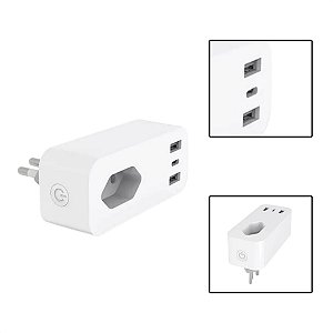 Tomada Inteligente 16A Com Entradas USB e USB-C