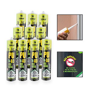 Kit 10 Cola Adesiva Selante PU40  Uso Geral Branco