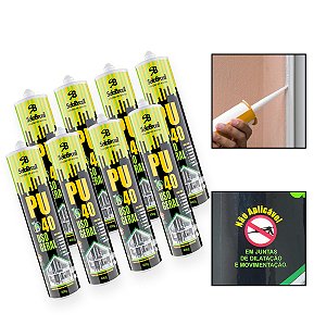 Kit 8 Cola Adesiva Selante PU40 Poliuretano Uso Geral Branco