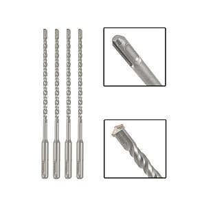 Jogo 4 Brocas SDS Plus 6X310 mm Aço Carbono Tungstênio