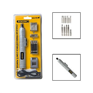 Chave De Fenda Elétrica Com 11 Pontas Bits 3.6V 13000mAh