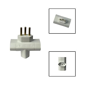 Pino Bipolar Benjamin 3 Saídas Tipo T 10A 250V Branco