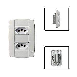 Tomada Dupla Monobloco 3 Pinos 20A 250V 4x2 Branco