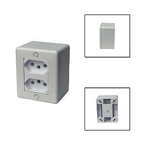 Tomada Dupla Sobrepor 3 Pinos 20A 250V Branco